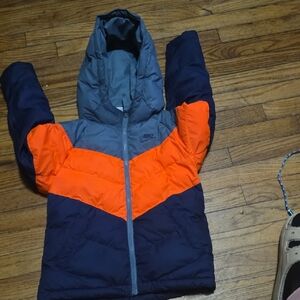 Nike Youth Puffer Jacket in Orange and Navy